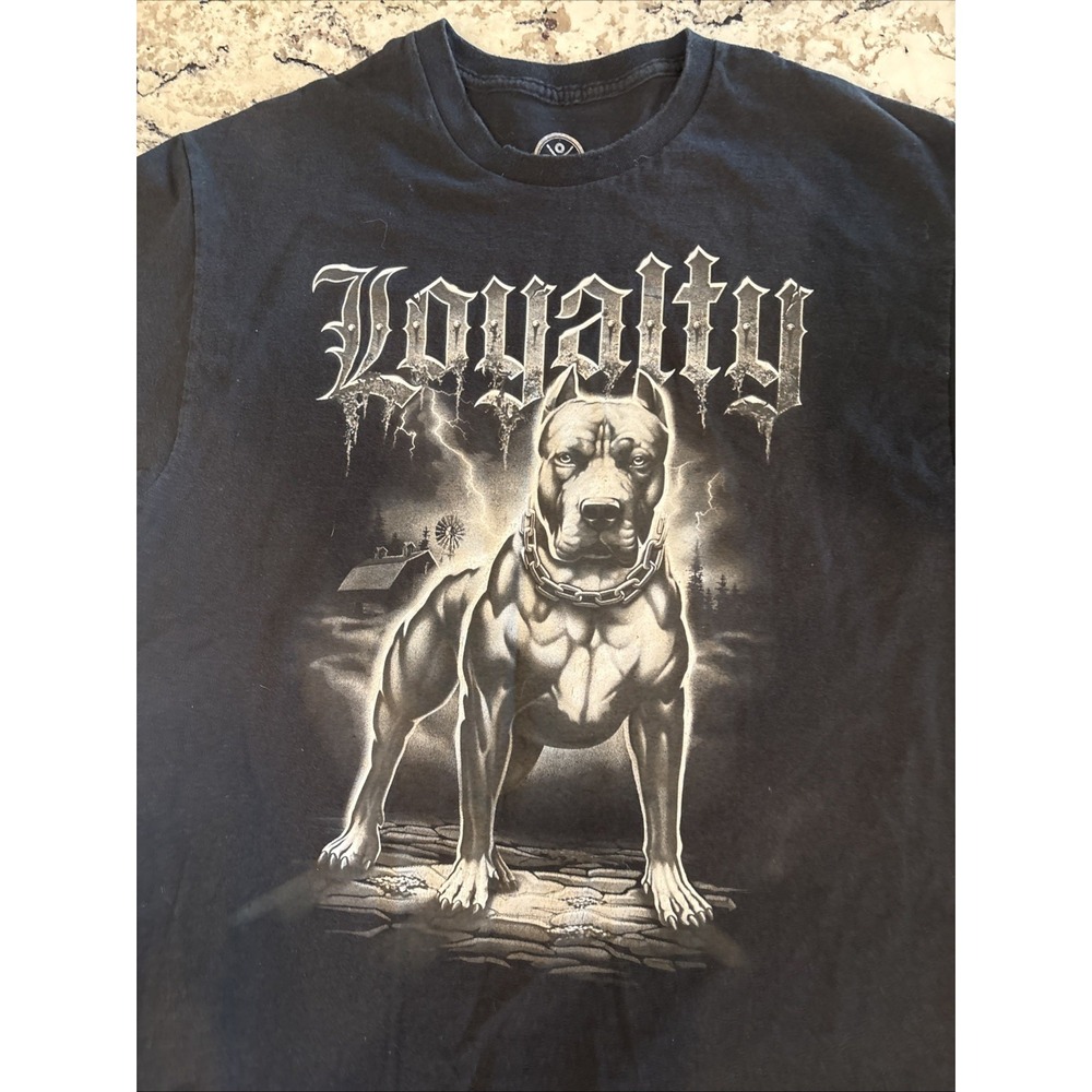 Humor Men's Loyalty Tough Dog Cotton Graphic Tee, Black Size L - Picture 2 of 3